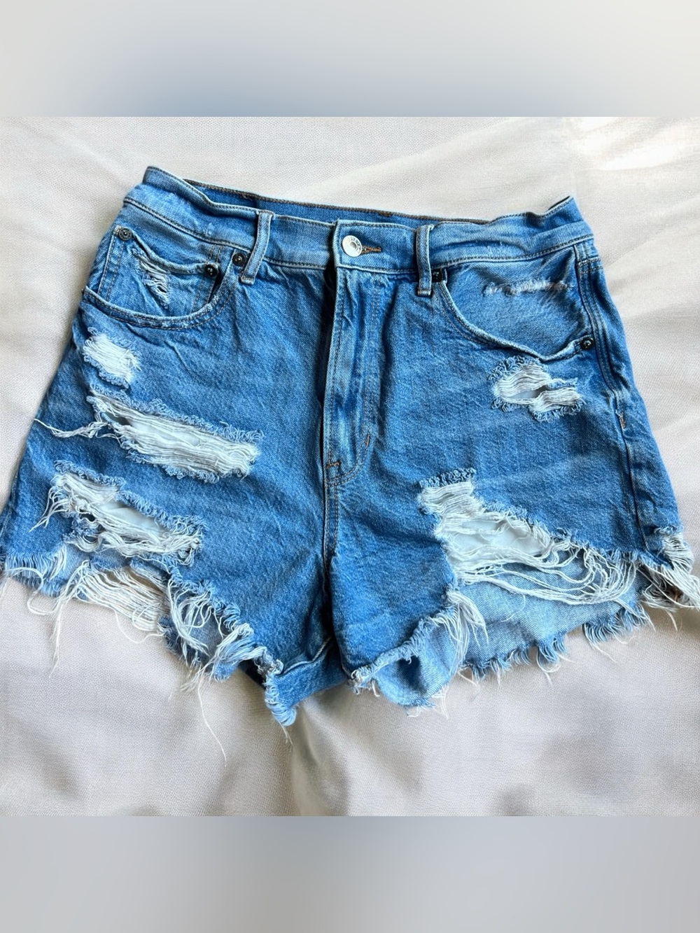 American Eagle Outfitters Distressed Light Blue Denim Jean Shorts